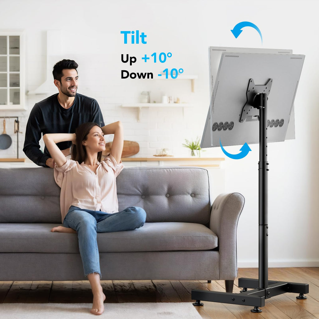 TV Floor Stand for 13-50 inch Screens Holds up to 77lbs, Tilting and Height Adjustable Monitor Floor Stand Mount,Tall Standing TV Stand for Bedroom, Dorm Room, Office, Max VESA 200x200mm