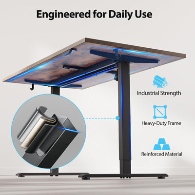 Electric Standing Desk, 55 x 28 Inches Height Adjustable Desk, Sit Stand up for Work Office Home, Ergonomic Rising Computer Table with Memory Preset, Rustic Brown