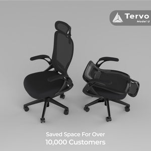 Model U | Folding Office Chair for Small Spaces | Gaming Chair for Adults & Kids | Ergonomic Mesh Computer Chair for Bedroom | Foldable Desk Chair for Home Work (Midnight Black Headrest)