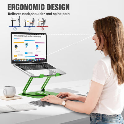 Laptop Stand for Desk, Adjustable Computer Stand with 360° Rotating Base, Ergonomic Laptop Riser for Collaborative Work, Foldable & Portable Laptop Stand, fits for All 10-16