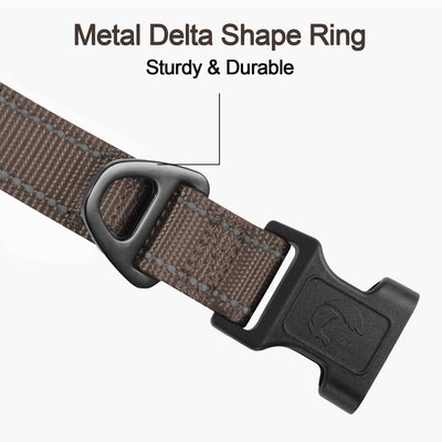 Reflective Dog Collar, Soft Neoprene Padded, Metal D-Ring, Nylon Pet Collar Adjustable for Small Dogs, Brown, Small