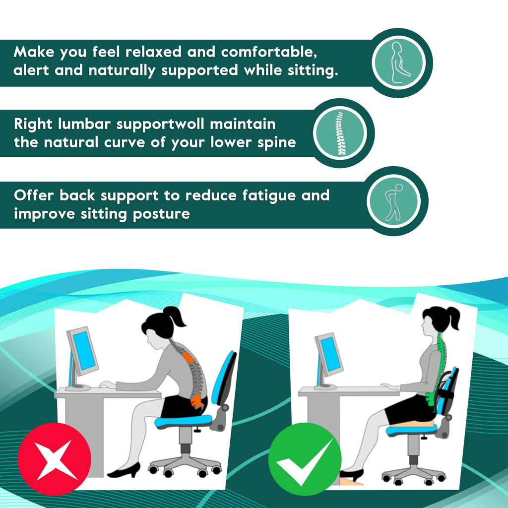 2 Pack Mesh Back Lumbar Support, Back Support Seat Cushion with Breathable Mesh for Office Chairs Car 12” x 16”