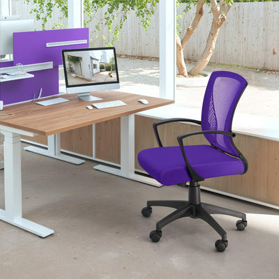 Office Chair Ergonomic Computer Desk Mesh Chair Mid Back Swivel Lumbar Support with Armrest (1, Violet)