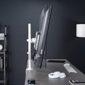 Ultra Wide TV Desk Mount for up to 55 inch Screens Weighing 66 lbs, Full Motion Height Adjustable Single Television Stand, White, STAND-V155CW