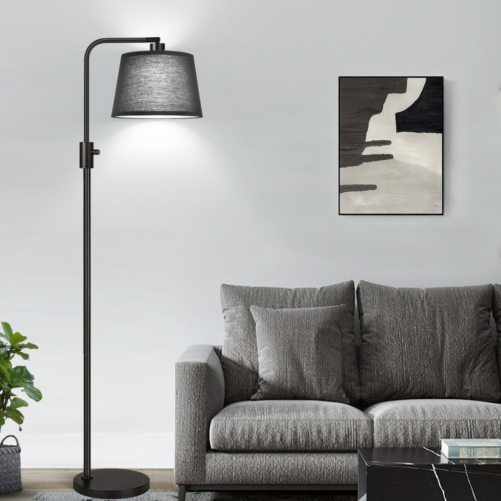 [Upgraded] Dimmable Floor Lamp, 1000 Lumens LED Edison Bulb Included, Black Shade, Modern Arc Standing Tall Floor Lamp for Living Room Bedroom Office Dining Room
