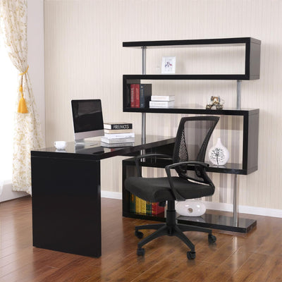 Office Chair Ergonomic Computer Desk Mesh Chair Mid Back Swivel Lumbar Support with Armrest (2, Black)