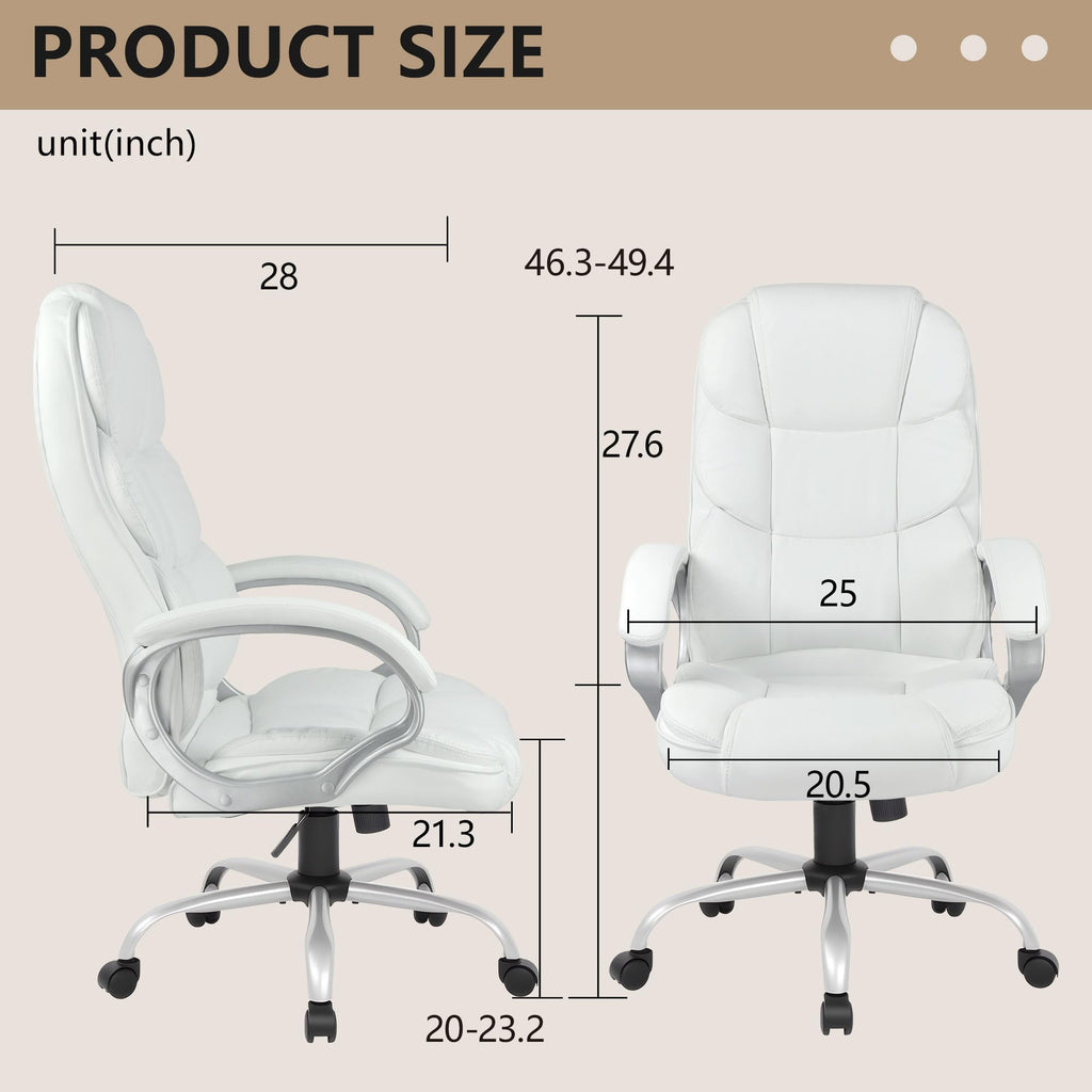 Office Chair Computer High Back Adjustable Ergonomic Desk Chair Executive PU Leather Swivel Task Chair with Armrests Lumbar Support (Beige)