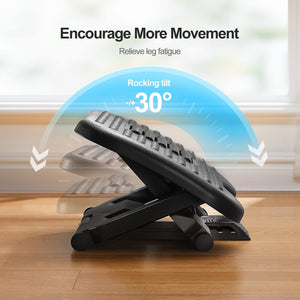 Foot Rest for Under Desk at Work, Adjustable Footrest with Massage Texture and Roller, Ergonomic Foot Stool with 3 Height Position, 30 Degree Tilt Angle Adjustment for Home, Office