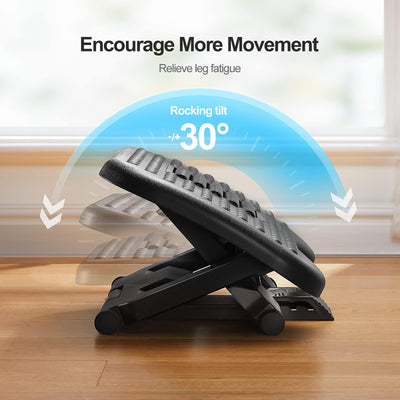 Foot Rest for Under Desk at Work, Adjustable Footrest with Massage Texture and Roller, Ergonomic Foot Stool with 3 Height Position, 30 Degree Tilt Angle Adjustment for Home, Office