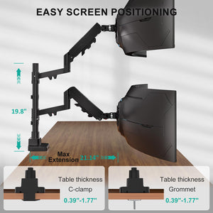 Vertical Dual Monitor Mount for 17-49 inch Ultrawides Curved Screens, Heavy Duty Stacked Dual Monitor Stand for Desk, Adjustable Ultrawide Monitor Arm up to 33lbs, VESA Mount 75/100mm, Black