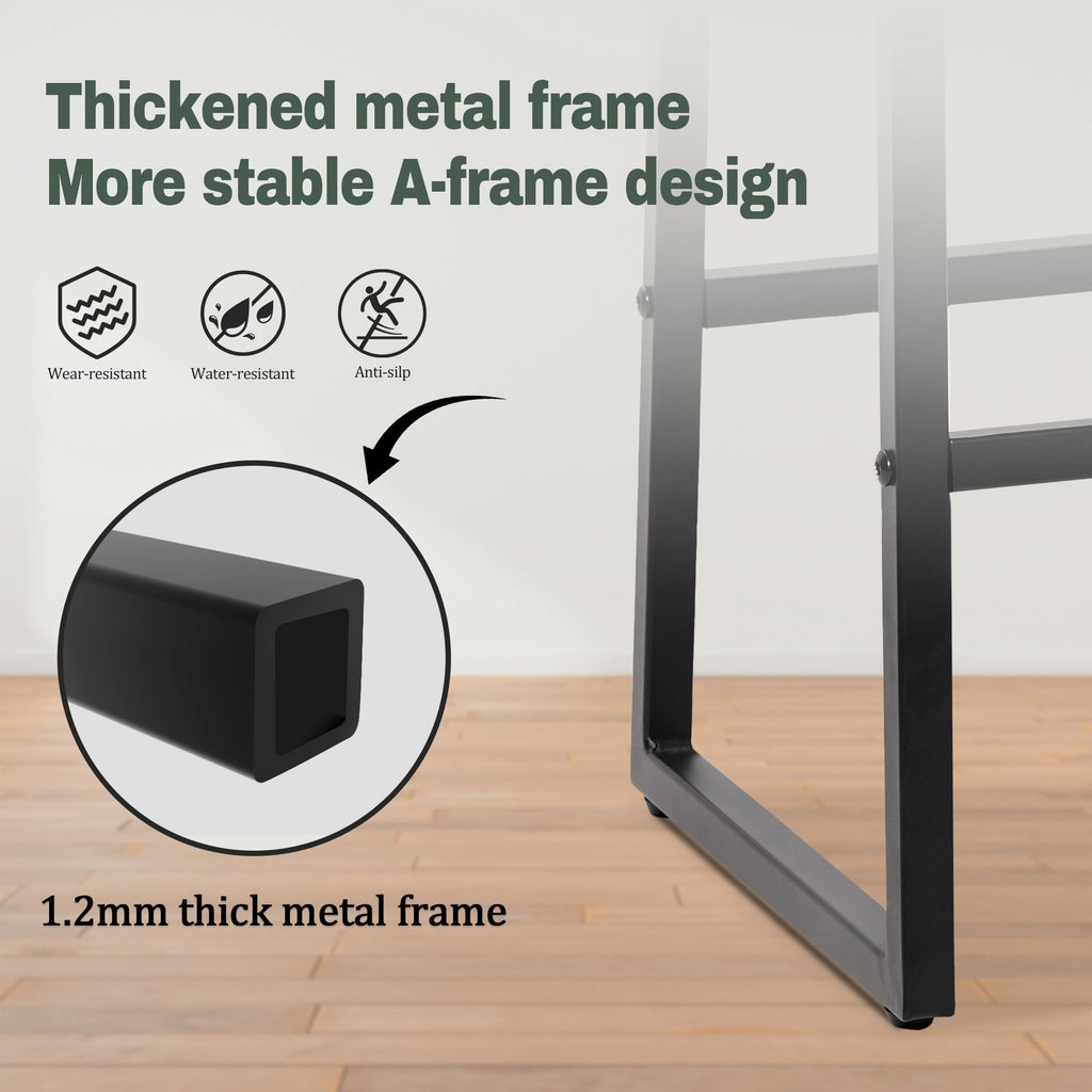 Modern Bar Stools Set of 3 for Kitchen Counter 24 inch Counter Height Backless Barstools with Upholstered Faux Leather Saddle Seat and Metal Frame Industrial Bar Chairs, Dark Green