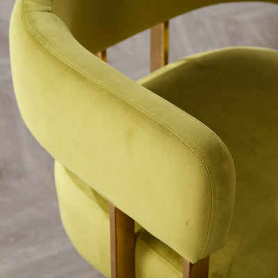 Modern Barrel Accent Chair, Velvet Fabric Living Room Chair with Gold Metal Legs, Comfy Upholstered Single Sofa Armchair Side Chair for Lounge/Bedroom/Reading, Olive