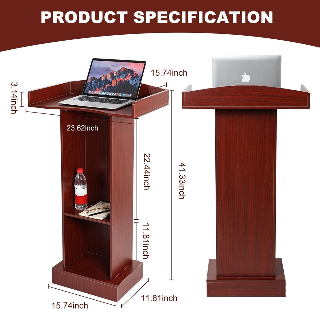 Podium Stand for Lectern Presentation Church Classroom, Pulpit with Wooden Heavy Base, Podium for Lecture, Wedding Speech
