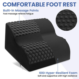 Foot Rest for Under Desk at Work, 3-Tier Foot Stool with Thick High-Density Foam and Massage Dots, Ergonomic Footrest with Washable Cover for Home and Office, Back, Legs & Hip Pain Relief (Black)