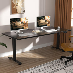 63x23.6 Inch Large Electric Standing Desk, Heights Adjustable,Sit to Stand Up, Work Home Office Computer Table for Walking Pad, Wooden Desktop Desks, Black