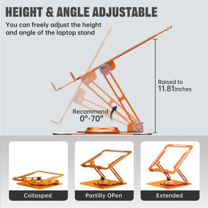 Laptop Stand for Desk, Adjustable Computer Stand with 360° Rotating Base, Ergonomic Laptop Riser for Collaborative Work, Foldable & Portable Laptop Stand, fits for All 10-16