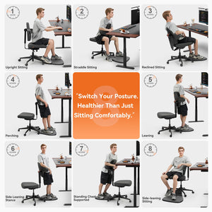 Standing Desk Chair, Standing Mate Chair for Sit-Stand, Ergonomic Leaning Perch Chair with Anti-Fatigue Mat, Standing Stool, Saddle Chair, Height Adjustable Home Office Posture Seat-MT-L-DG