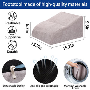 Foot Rest for Under Desk at Work, Ergonomic Under Desk Footrest with Washable Cover for Office, Home & Gaming Leg Elevation Pillow Light Gray