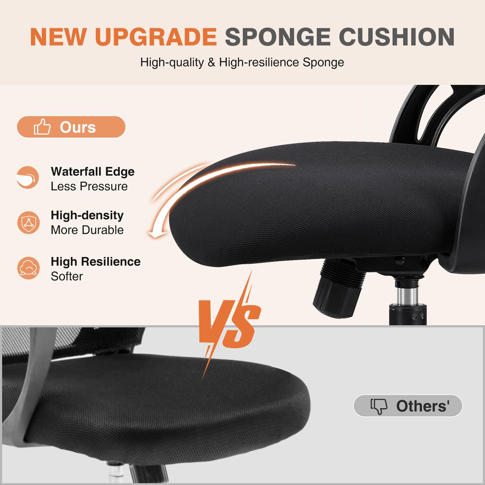 Home Office Managerial Executive Chair, High-Back Mesh with Adjustable Headrest, Flip-up Armrest Comfortable Lumbar Support, Comfy Arms for Bedroom,Study,Student