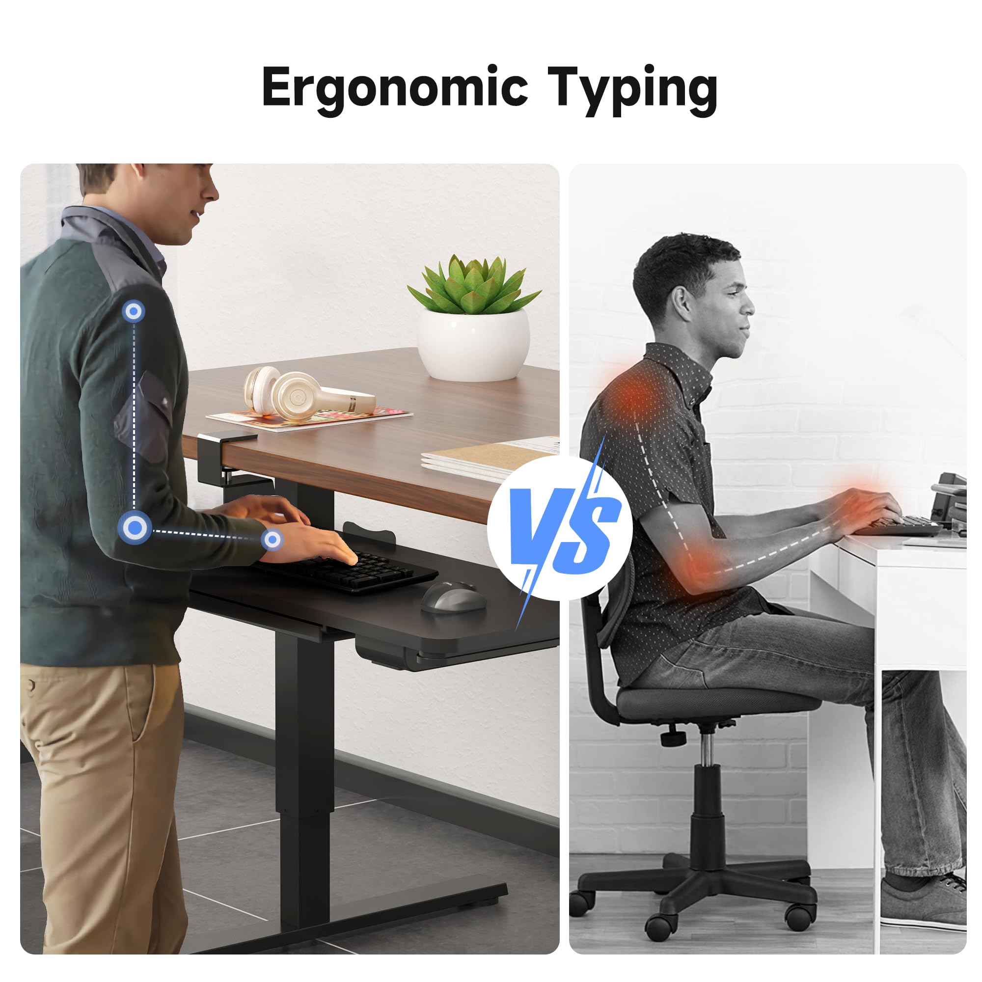 Keyboard Tray Under Desk with Storage Drawer Large C-Clamp 26.7”(31” Including Clamps) x 11.8” Slide-Out Platform Computer Drawer Pull Out Keyboard & Mouse Tray DSF7CT