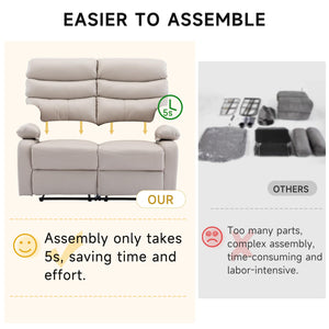 Reclining Loveseat, Leather Double Recliner Sofa with Side Pocket, Wall Hugger Loveseat Recliner for Living Room, RV, Home Theater(Beige)