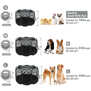 Dog Cat Playpen, Puppy Pet Playpen Indoor for Dog Crate Tent Cage Outdoor, Portable Pop Up Dogs Enclosure Kennel with Carrying Case for Dogs/Cats/Rabbits (Dark Grey, Medium)
