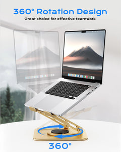 Adjustable Laptop Stand, Computer Stand with 360 Rotating Base, Ergonomic Laptop Riser Mount for Desk Foldable Protable Computer Desk Fits with MacBook Pro Air (10-16