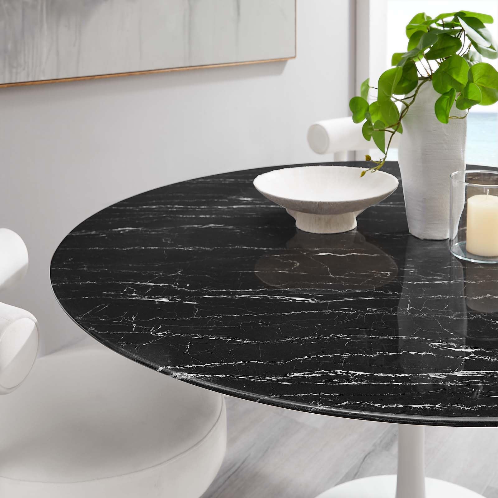 Dining Table, 60", White Black