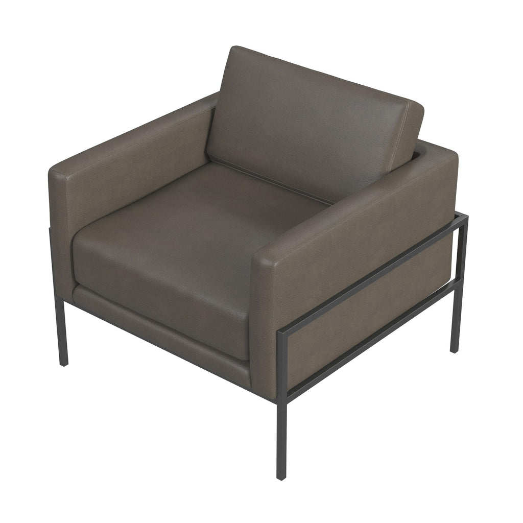 Modern Metal Frame Accent Chair| Home Décor|Accent Chairs for Living Room & Bedroom - Pewter Gray Faux Leather