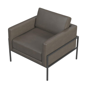 Modern Metal Frame Accent Chair| Home Décor|Accent Chairs for Living Room & Bedroom - Pewter Gray Faux Leather