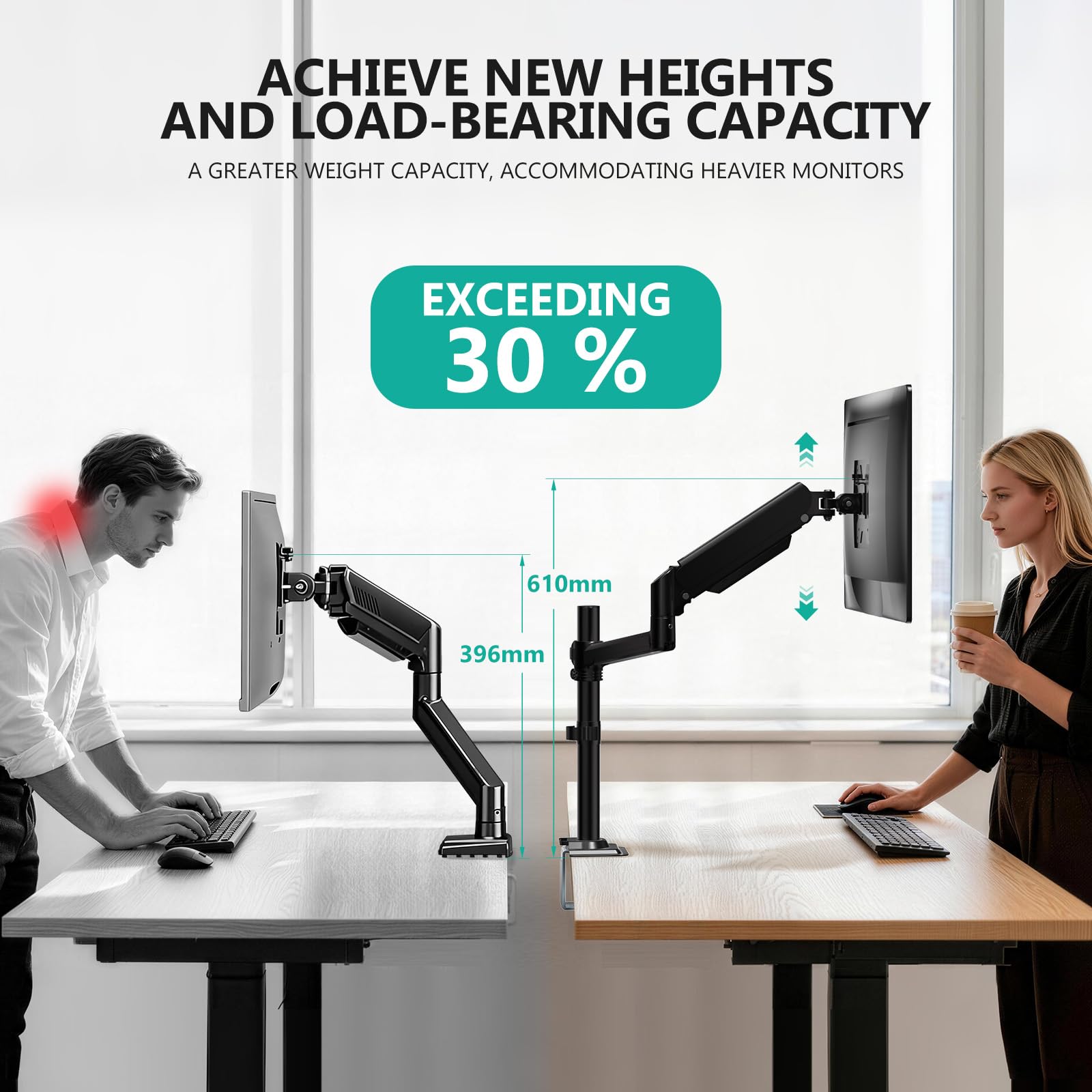 Single Monitor Arm 13-33 Inch, Single Monitor Mount, Vesa Desk Mount up to 19.8lbs Single Monitor Stand with Clamp, VESA 75x75mm or 100x100mm Compatibility(GSDM001), Black