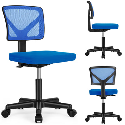 Office Chair, Ergonomic Low-Back Mesh Rolling Work Swivel Chairs with Wheels, Armless Comfortable Seat Lumbar Support for Home, Bedroom, Study, Student, Adults,Classic Blue
