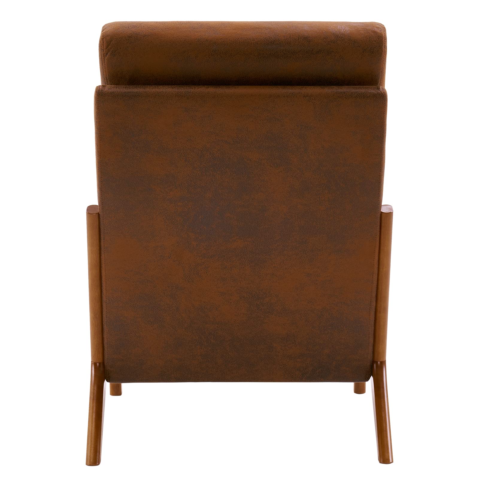 High Back Microfiber Rustic Mid Century Modern Accent Chair, Soild Wood Padding Lounge Armchairs Side Sitting Chairs for Living Room, Bedroom, Guest Room