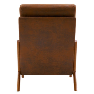 High Back Microfiber Rustic Mid Century Modern Accent Chair, Soild Wood Padding Lounge Armchairs Side Sitting Chairs for Living Room, Bedroom, Guest Room