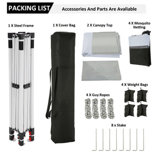 12x12 Pop Up Gazebo On Clearance - Upgrade Easy Up Metal Outdoor Canopy Waterproof - Portable Gazebo with Mosquito Nettings, 4 Ropes 8 Stakes and Carry Bag for Patio Garden(Light Gray)