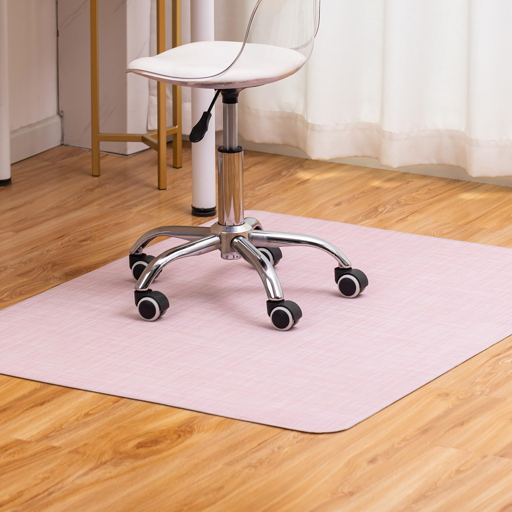 Office Chair Mat for Hardwood Floor Under Desk Computer Rolling Chair Mat for Wood/Tile Floor Non-Slip Heavy Duty Desk Rug PVC Plastic Hard Floor Protector 36" x 48"(Blush)