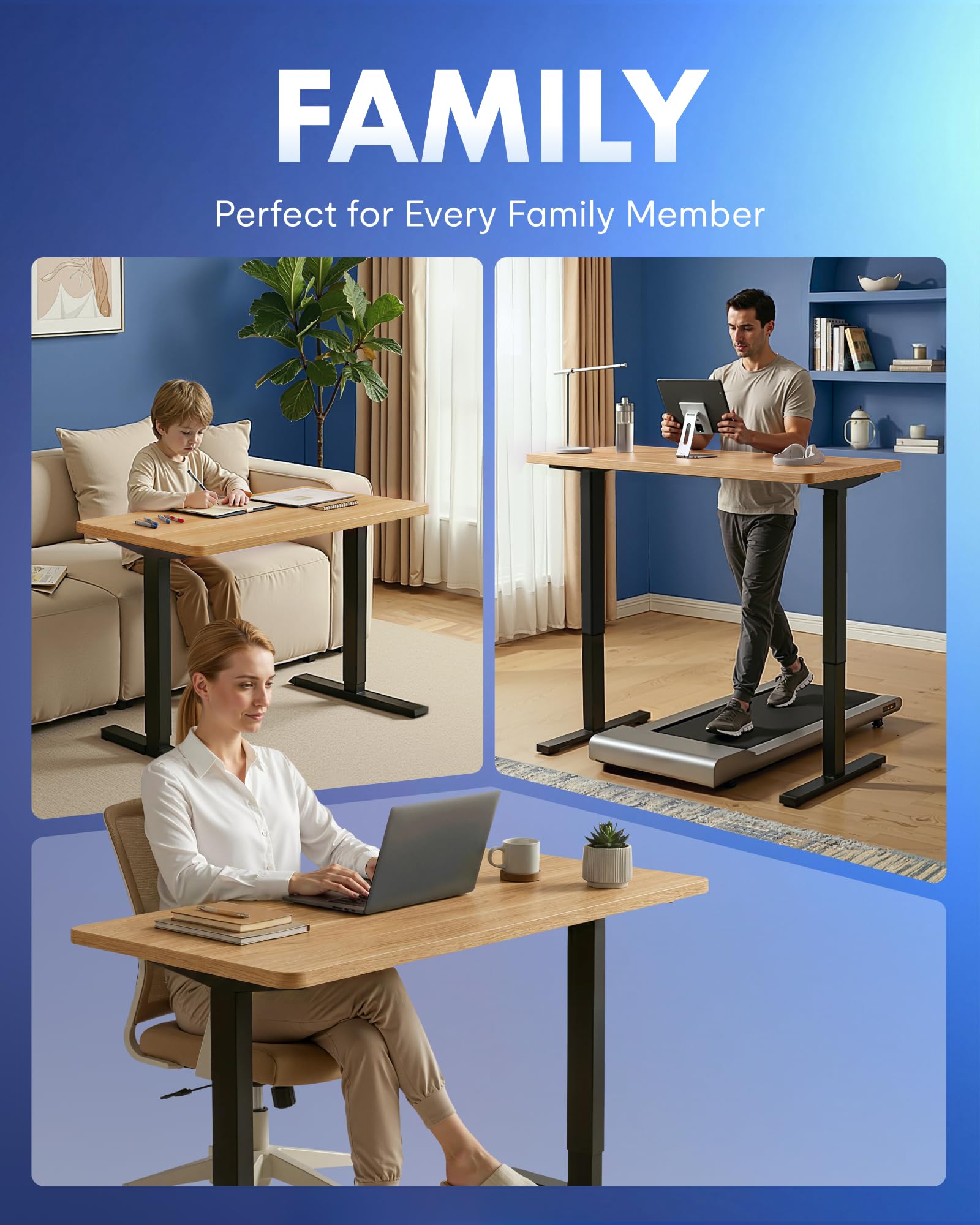EN1 One-Piece Standing Desk, Electric Adjustable with 4 Memory Presets, 176 LBS Capacity, Stable & Quiet, Seamless Desktop for Home Office & Dual Monitors, 40"x24" Maple