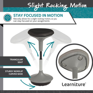 Adjustable Height Active Learning Stool for Office Desks and Classrooms, Foam-Padded Backless Wobble Stool with Rocking Motion, Black