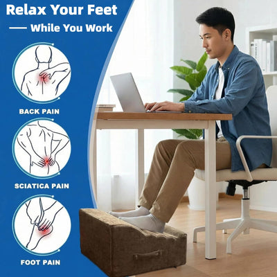 Foot Rest for Under Desk at Work, Non-Slip Office Foot Stool for Office Chair, Gaming Chair & Sofa, Leg Elevation Support for All-Day Comfort (Brown)