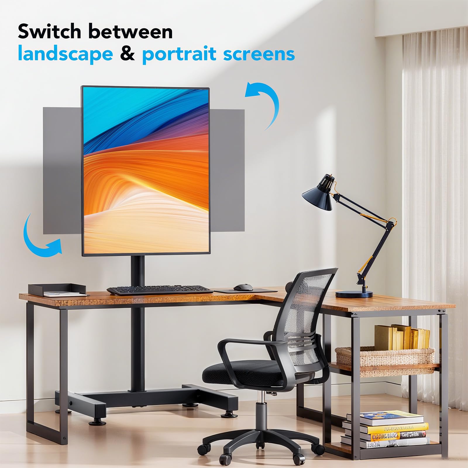 TV Floor Stand for 13-50 inch Screens Holds up to 77lbs, Tilting and Height Adjustable Monitor Floor Stand Mount,Tall Standing TV Stand for Bedroom, Dorm Room, Office, Max VESA 200x200mm