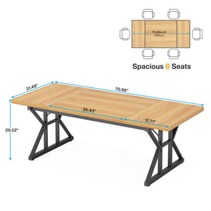 70.8-Inch Executive Desk, Large Computer Office Desk Workstation, Modern Simple Style Laptop Desk Study Writing Table Business Furniture for Home Office (Light Walnut/Black, 70.8 Inch)