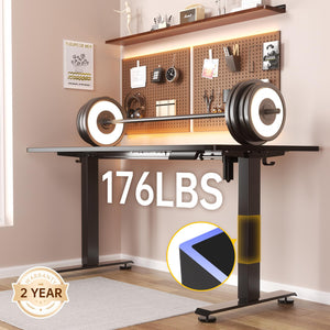 63x27.6 Inch Large Electric Standing Desk, Heights Adjustable,Sit to Stand Up, Work Home Office Computer Table for Walking Pad, Wooden Desktop Desks, Black