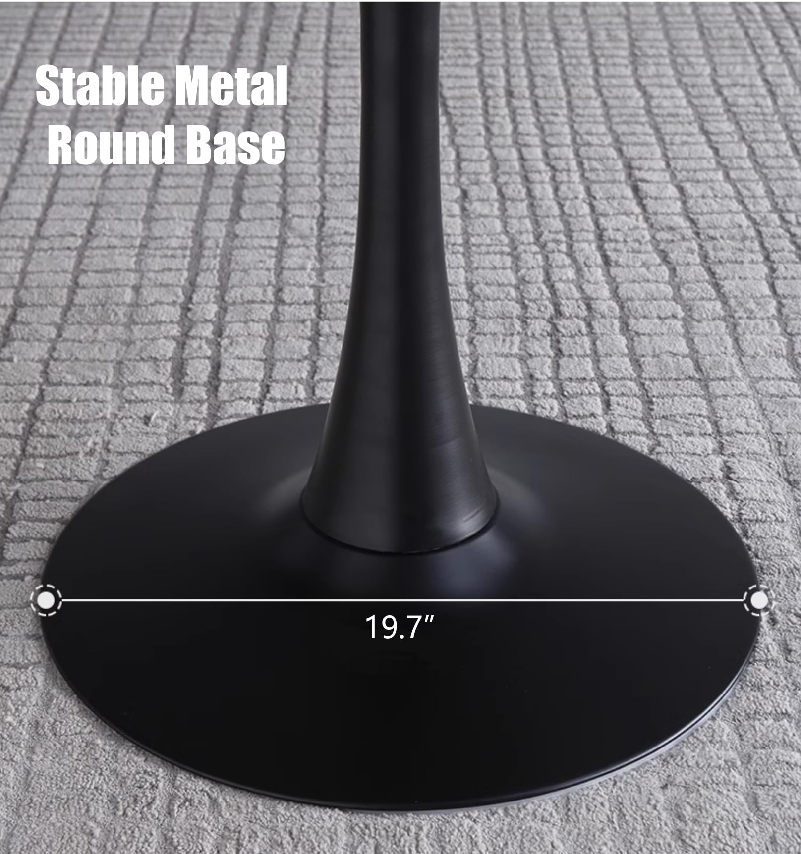 24" Tulip Table for 1-2 Persons Modern Round Dining Table, Mid-Century Modern Black Marble Small Kitchen Table with MDF Wooden Top, Leisure Coffee Table for Living Room, Dining Room, Office