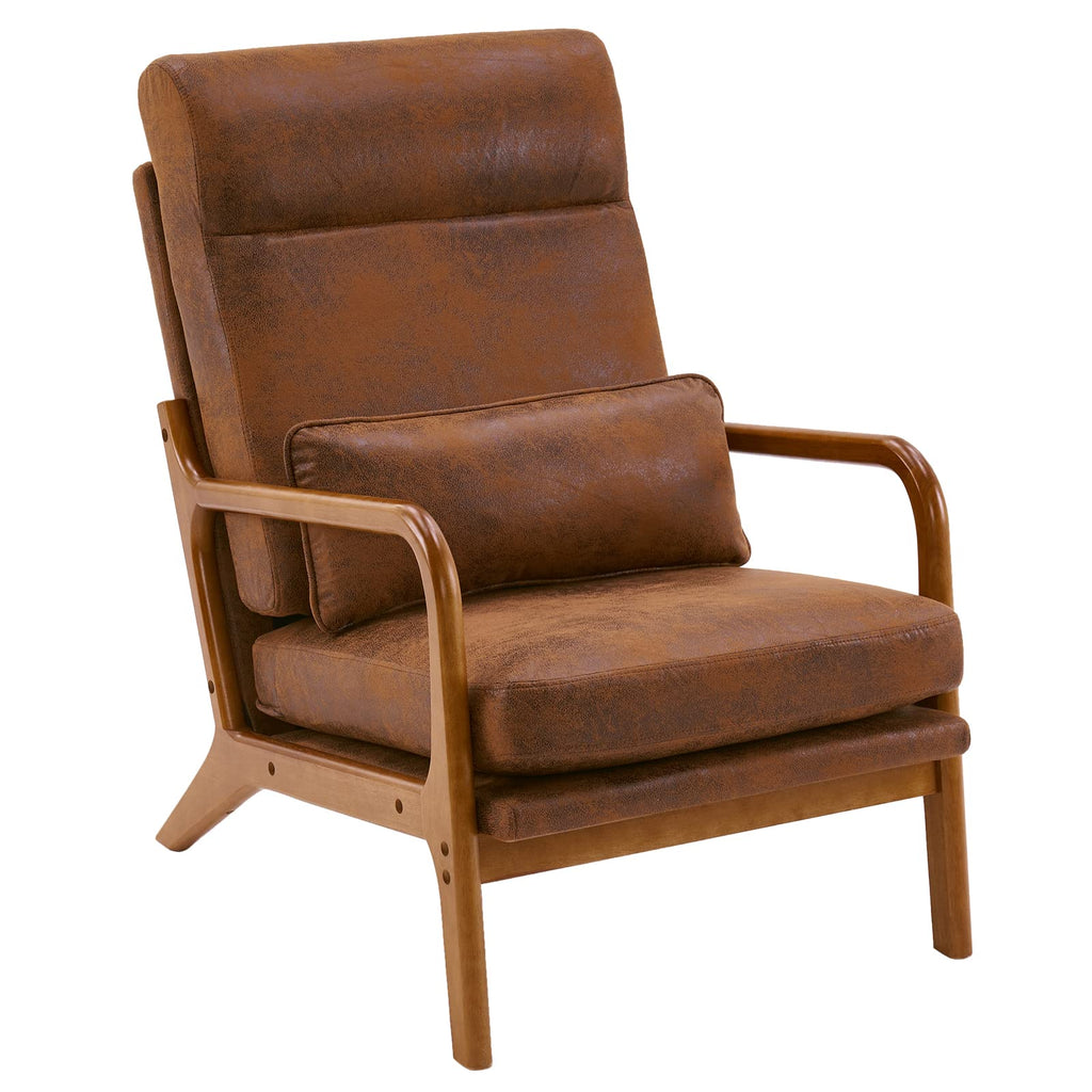 High Back Microfiber Rustic Accent Chairs Set of 2, Upholstered Mid Century Modern Lounge Chairs Reading Chairs Side Sitting Chair Farmhouse Armchairs for Living Room, Bedroom, Guest Room