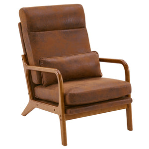 High Back Microfiber Rustic Accent Chairs Set of 2, Upholstered Mid Century Modern Lounge Chairs Reading Chairs Side Sitting Chair Farmhouse Armchairs for Living Room, Bedroom, Guest Room