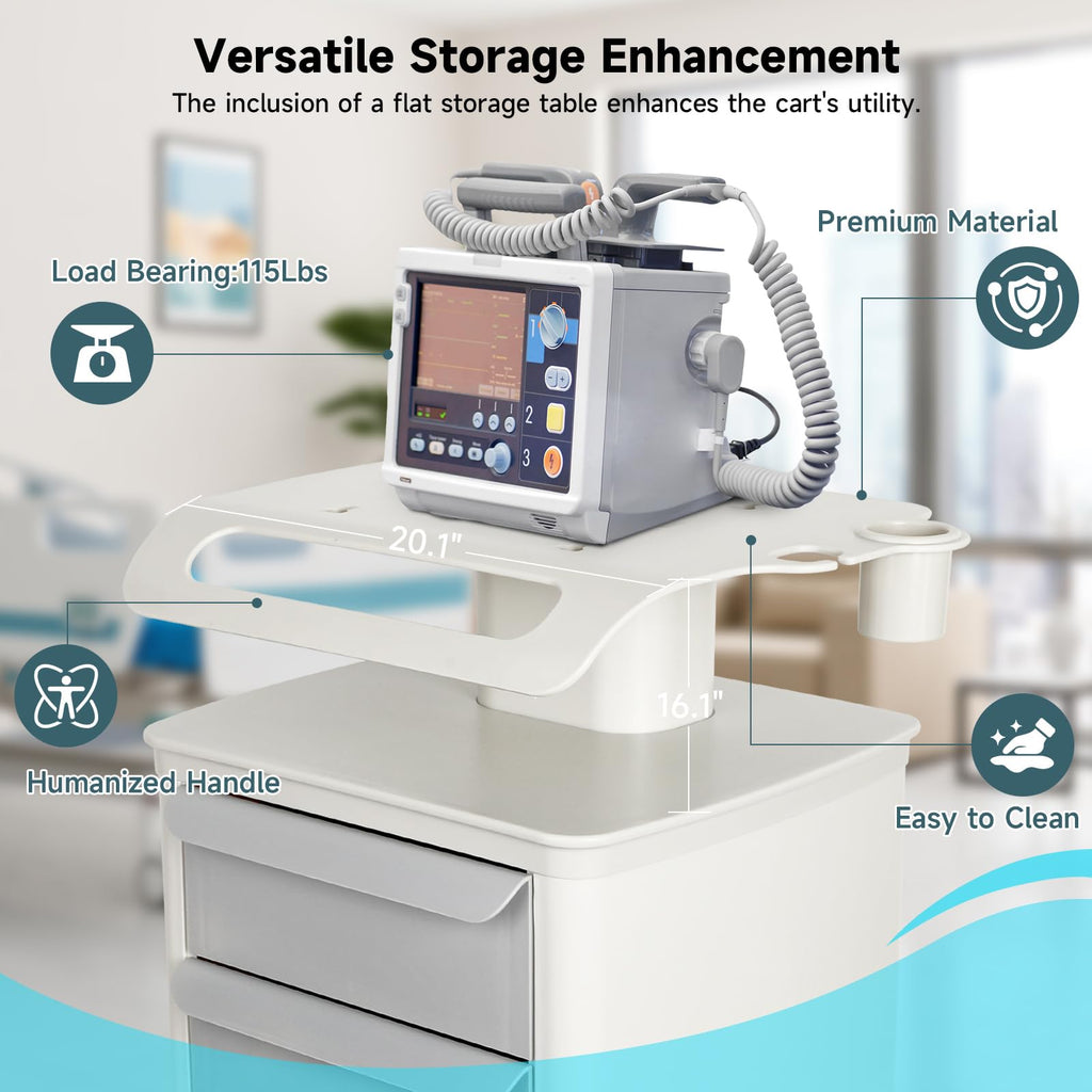 Mobile Ultrasound Trolley Cart Portable Ultrasound Imaging Scanner Vehicle Medical Beauty Storage Cart 115LBS Load with 4 Wheels 2 Brake for Hospital Office Bedroom Medical Clinic