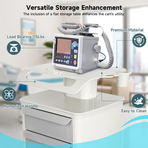 Mobile Ultrasound Trolley Cart Portable Ultrasound Imaging Scanner Vehicle Medical Beauty Storage Cart 115LBS Load with 4 Wheels 2 Brake for Hospital Office Bedroom Medical Clinic