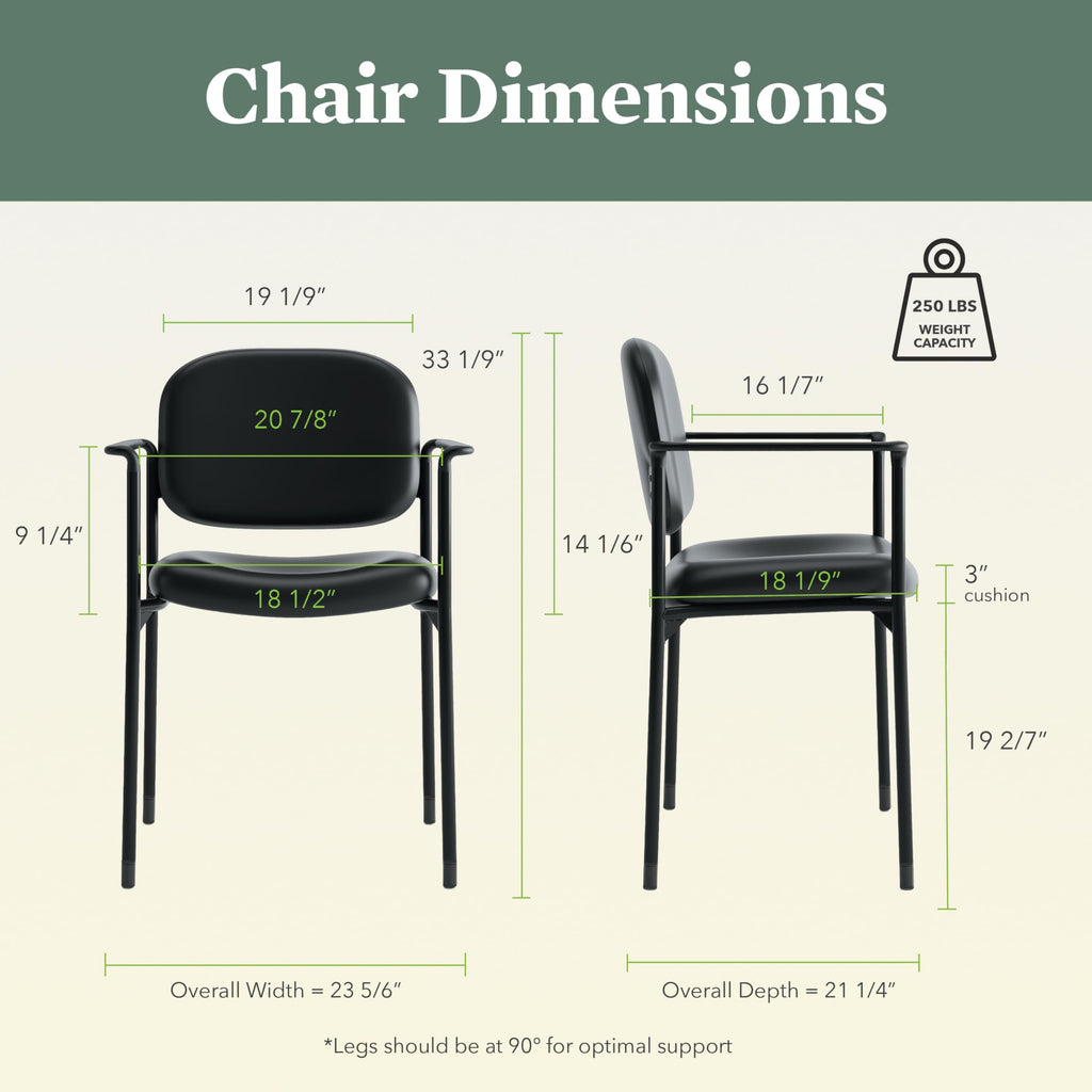 Fabric Guest Office Chair with Arms, Stackable Seating for Waiting Rooms, Lobbies, Conference Areas, and Offices, Side Chair for Reception and Training Spaces, Black