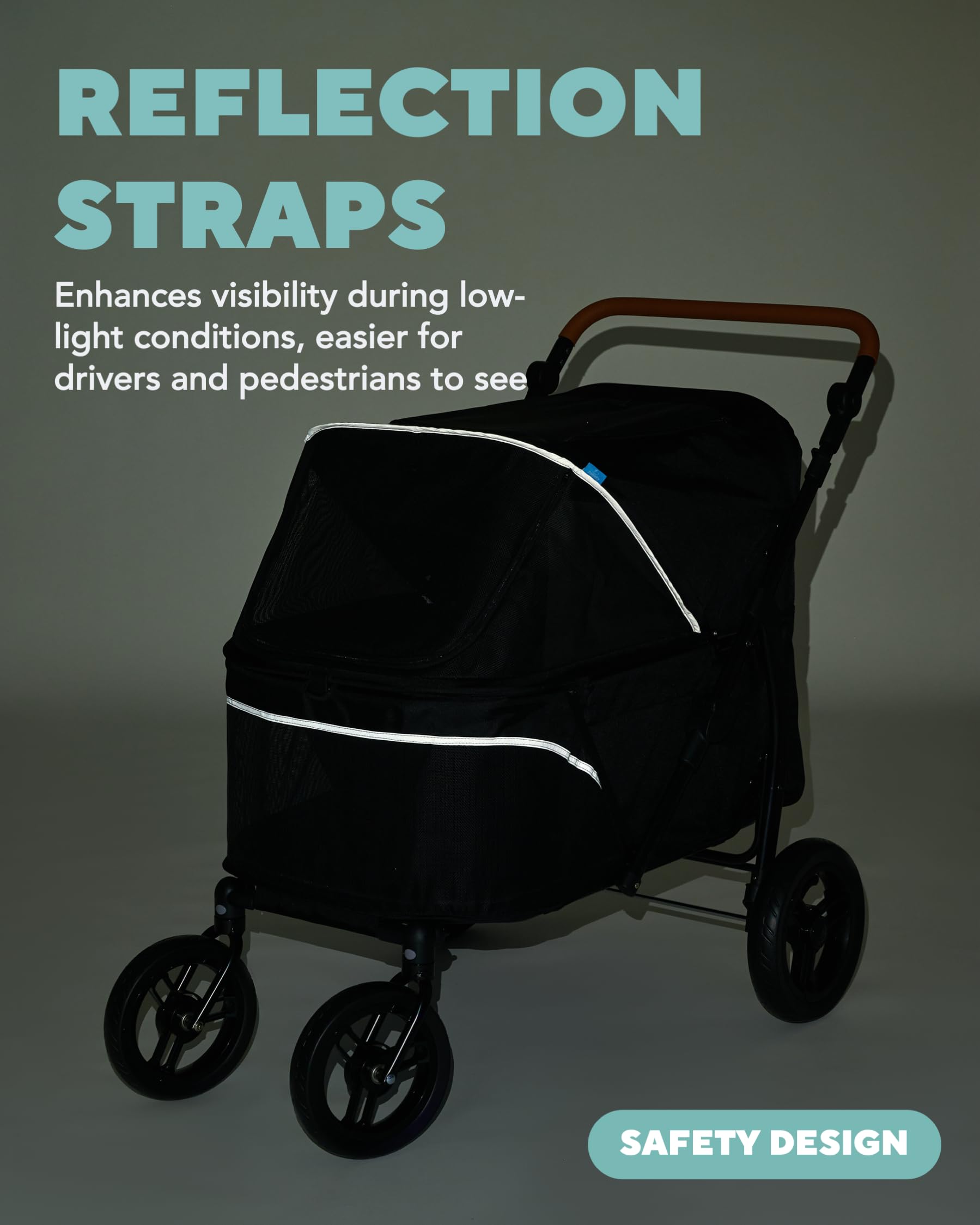 Pet Stroller for Large Dogs up to 110lbs, Large Pet Stroller for Multiple Pets, All-Terrain with Adjustable Handle & Mesh Dual-Window, 1680D Waterproof Oxford Fiber