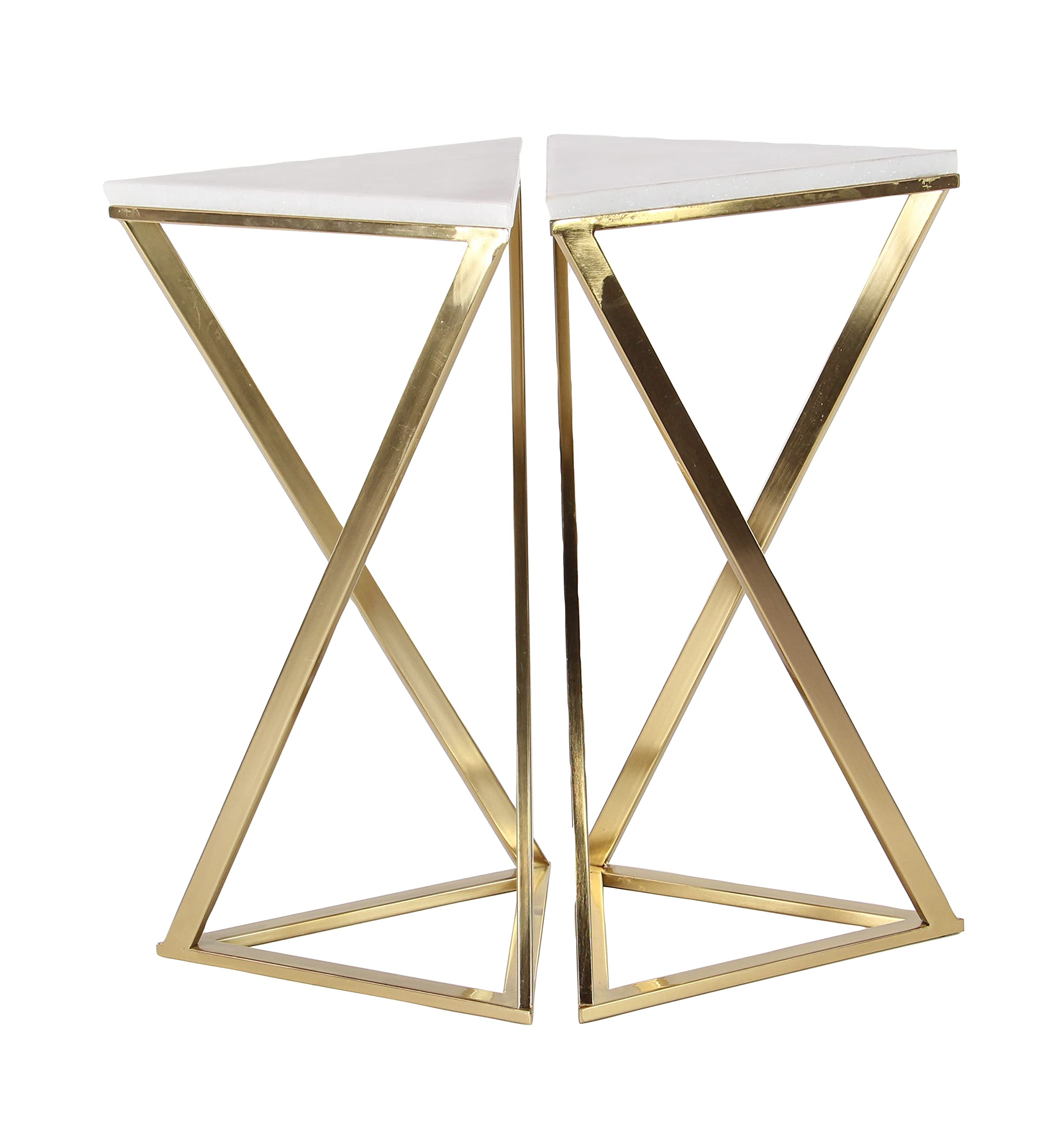 Metal Side End Accent Table End Table with Marble Top, Set of 2 Side Table 14